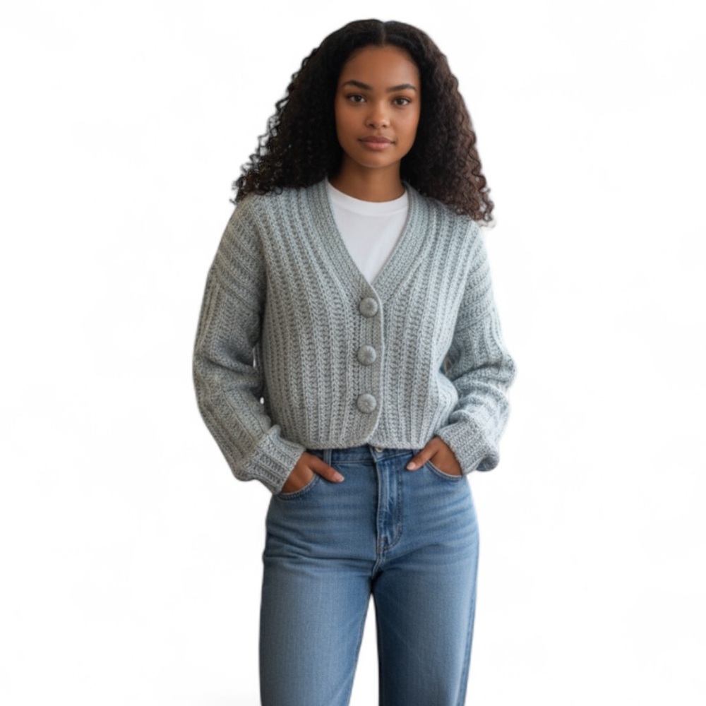 Chunky Hand Knit Cropped Cardigan